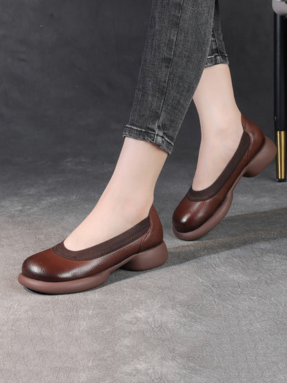 Chaussures décontractées d'été à talons bas en cuir véritable pour femmes FD016