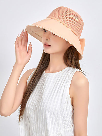 Women Summer Artsy Solid Spliced Bowknot Sunproof Hat CX001