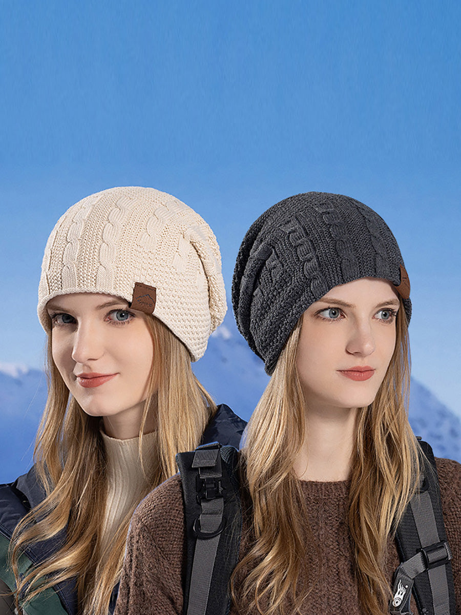 Bonnet d'hiver décontracté en tricot doublé polaire pour femme AH1066