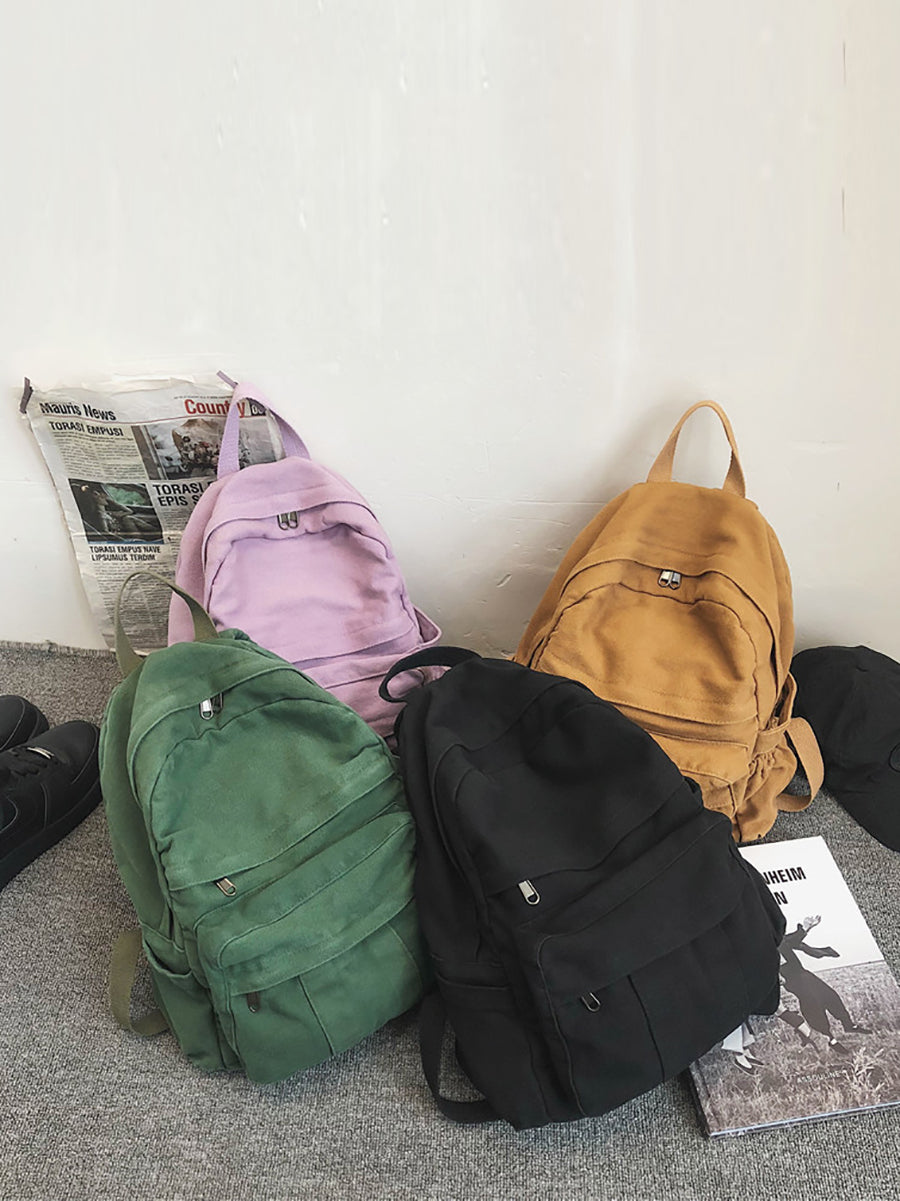 Lässiger Rucksack aus massivem Canvas für Damen mit großem Fassungsvermögen AT1030