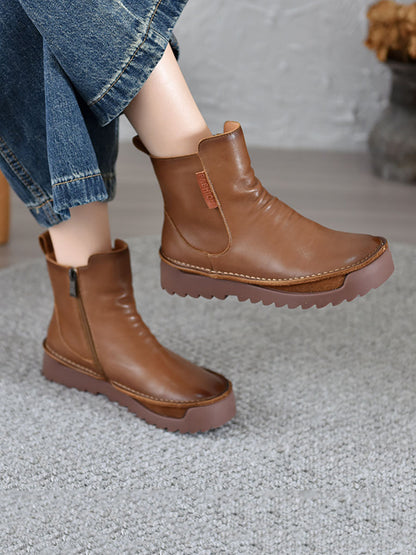 Bottines en cuir épissées vintage pour femmes, automne BA1013