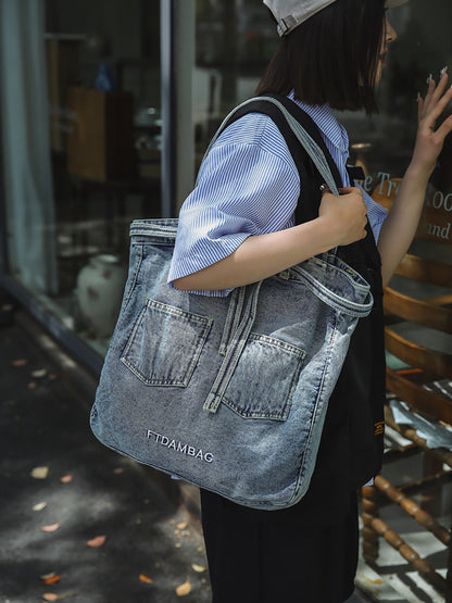 Sac à main en denim uni vintage pour femme, sac à bandoulière BN1033