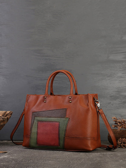 Sac à main en cuir patchwork pour femme avec bandoulière AH1076