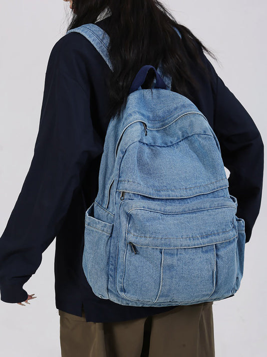 Sac à bandoulière vintage en denim épissé de grande capacité CV1024