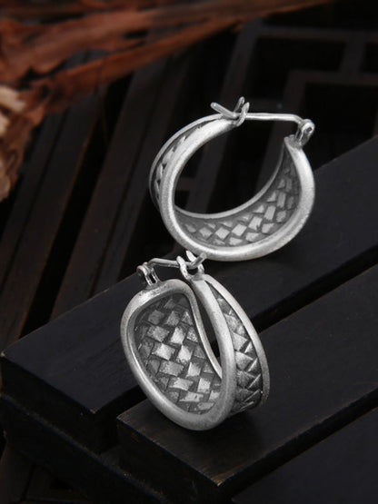 Clous d'oreilles torsadés rétro en argent S925 pour femmes AV1019