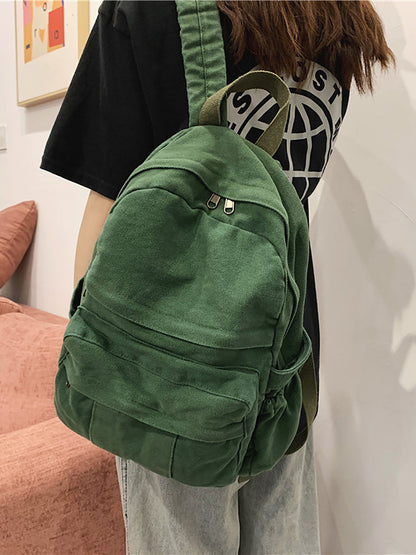 Lässiger Rucksack aus massivem Canvas für Damen mit großem Fassungsvermögen AT1030