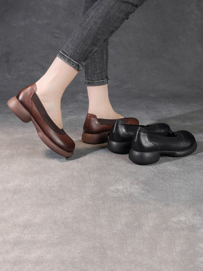 Chaussures décontractées d'été à talons bas en cuir véritable pour femmes FD016