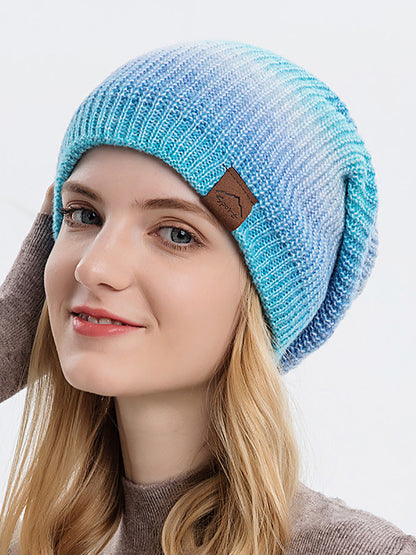 Bonnet tricoté dégradé décontracté pour femme, garde au chaud, hiver, AH1021