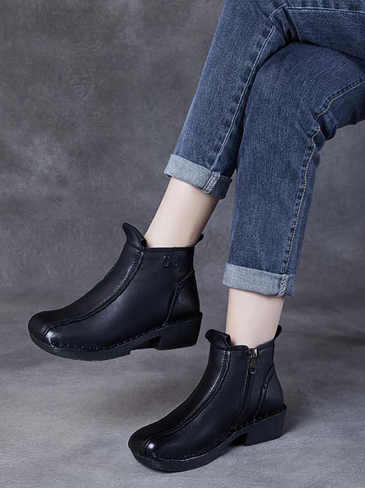 Damen Herbst Echtleder Gespleißt Mid-Heel Stiefel AH1050