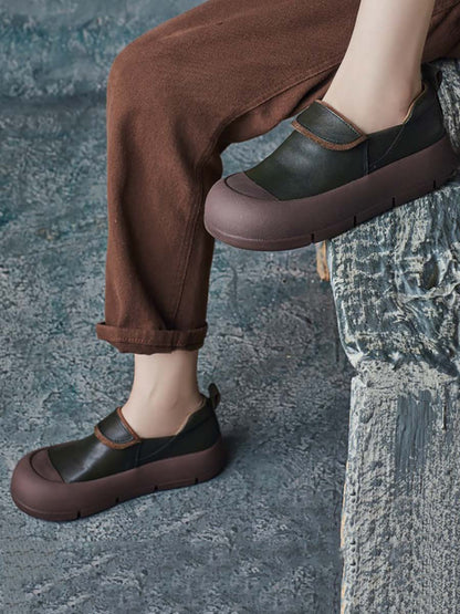 Women Autumn Stylish Genuine Leather Platform Shoes AT1069