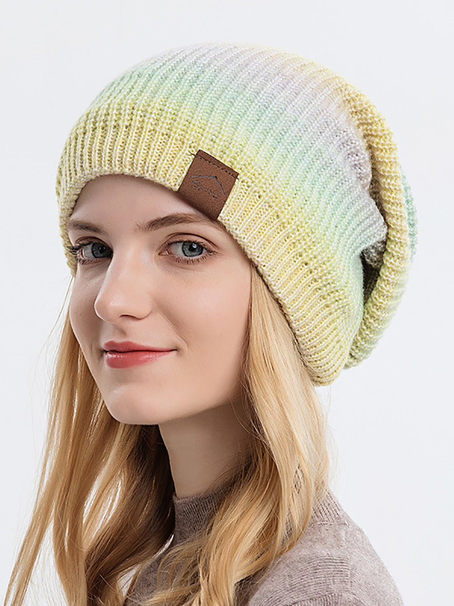 Bonnet tricoté dégradé décontracté pour femme, garde au chaud, hiver, AH1021