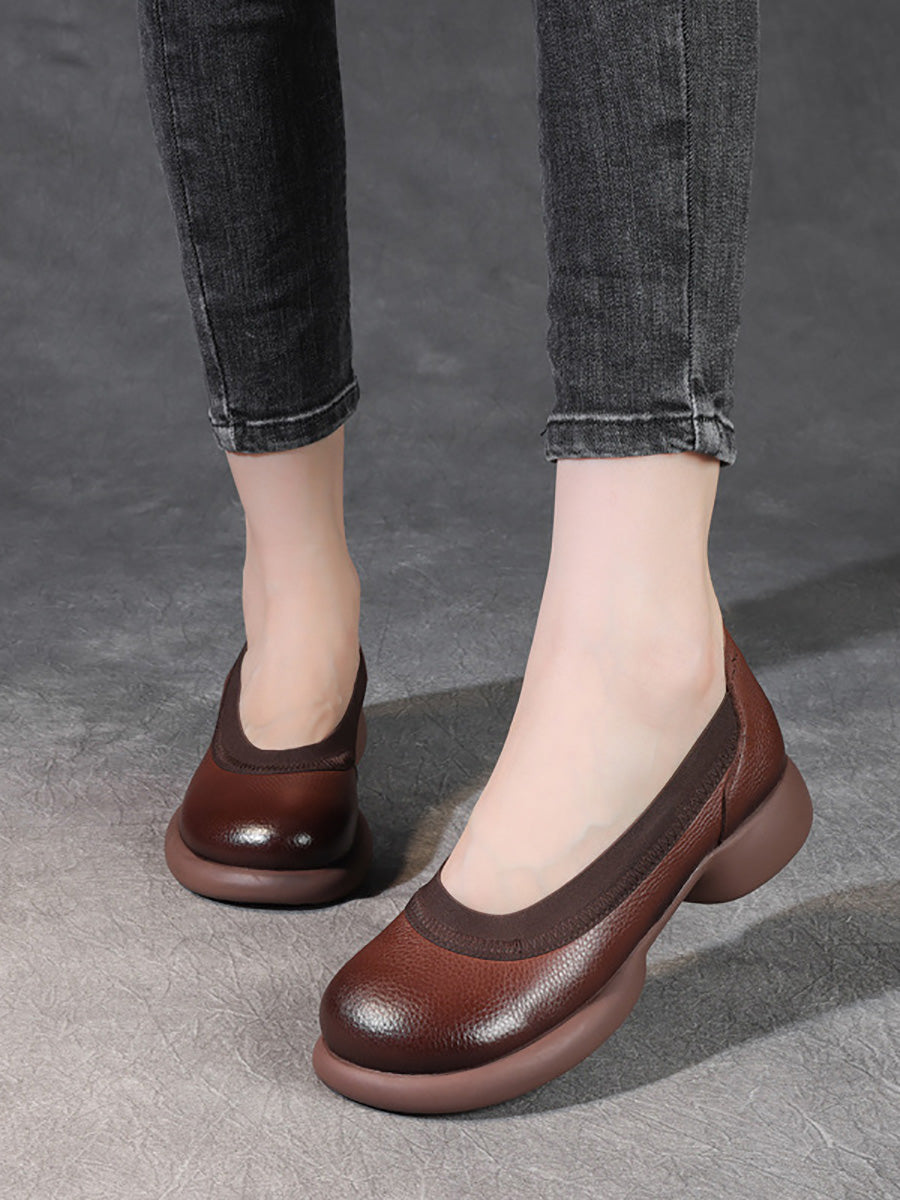 Women Casual Summer Genuine Leather Low Heel Shoes FD016