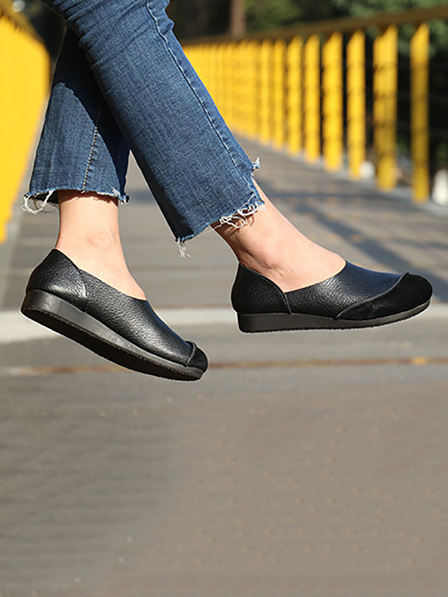 Chaussures plates d'été en cuir véritable pour femmes AT1043