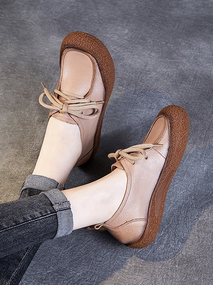 Women Casual Autumn Soft Leather Strap Flat Shoes AI1026