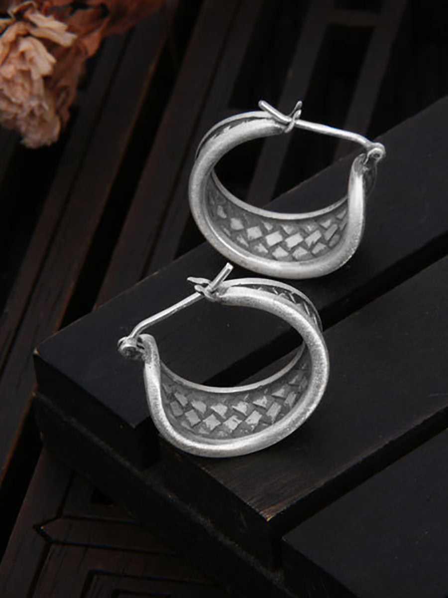 Clous d'oreilles torsadés rétro en argent S925 pour femmes AV1019