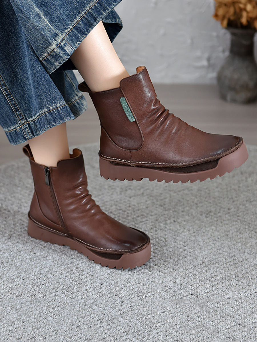 Bottines en cuir épissées vintage pour femmes, automne BA1013