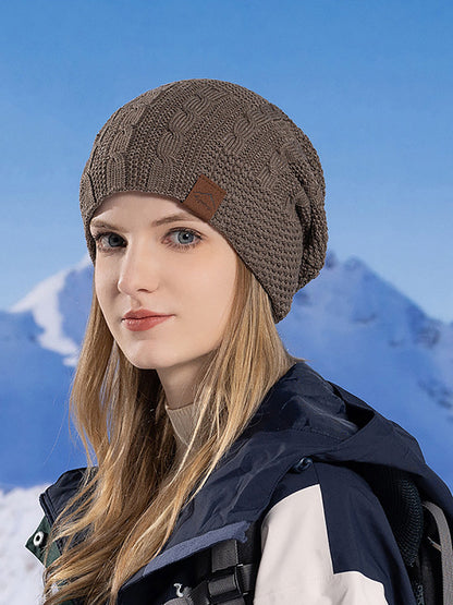 Bonnet d'hiver décontracté en tricot doublé polaire pour femme AH1066