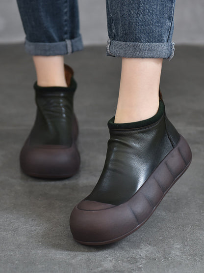 Women Vintage Autumn Soft Leather Platform Boots AS1017