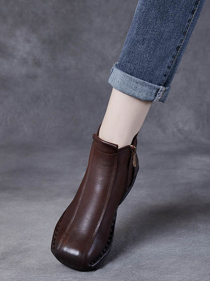 Damen Herbst Echtleder Gespleißt Mid-Heel Stiefel AH1050