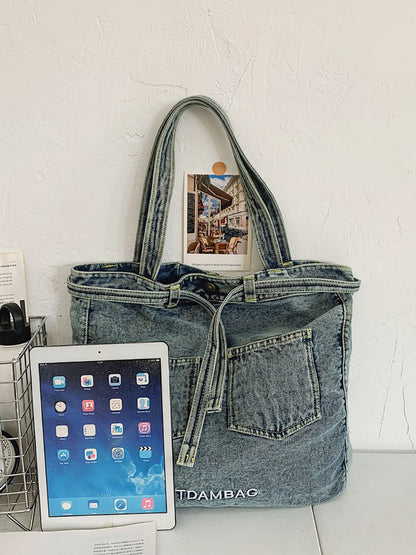 Sac à main en denim uni vintage pour femme, sac à bandoulière BN1033