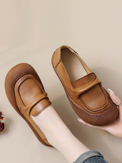 Women Casual Summer Soft Leather Solid Flat Shoes AT1056