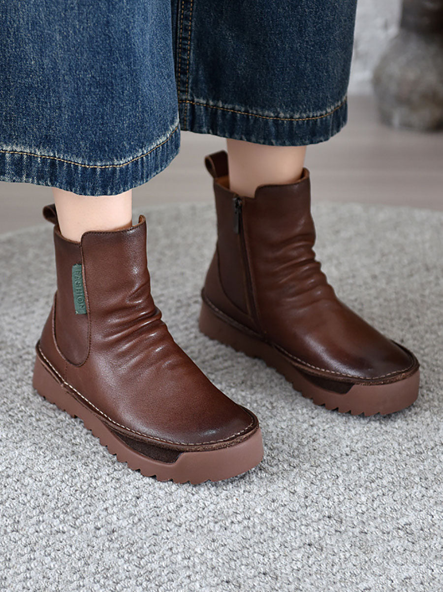 Bottines en cuir épissées vintage pour femmes, automne BA1013