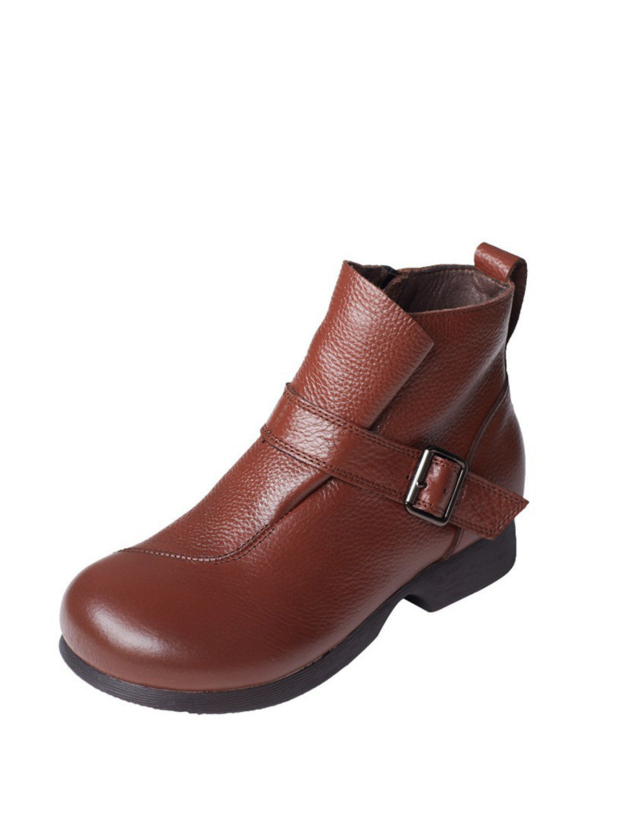 Damen Casual Winter Weiche Leder Gespleißte Stiefeletten BA1044