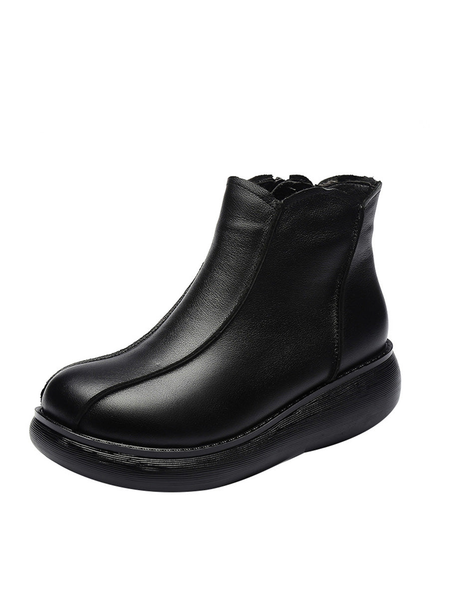 Damen Vintage Echtes Leder Gespleißt Flache Stiefel AH1088