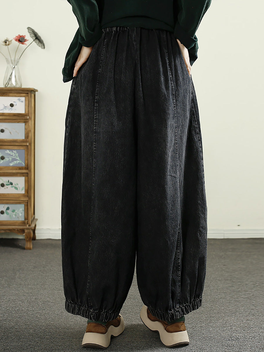 Women Autumn Patch Spliced Denim Harem Pants AI1053