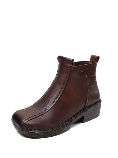 Damen Herbst Echtleder Gespleißt Mid-Heel Stiefel AH1050