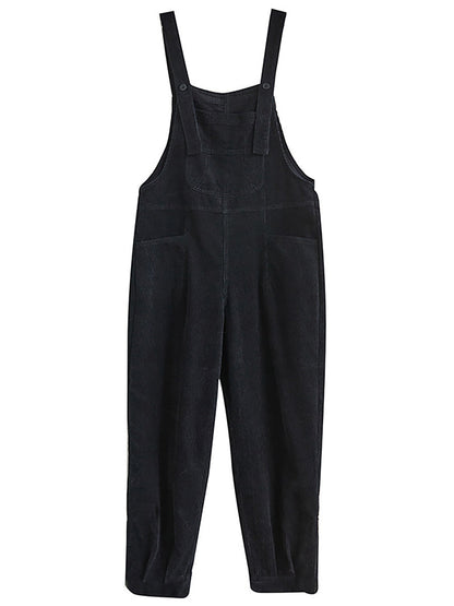 Damen Casual Herbst Solide Cord Lose Overalls AH1009