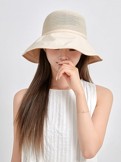 Women Summer Artsy Solid Spliced Bowknot Sunproof Hat CX001