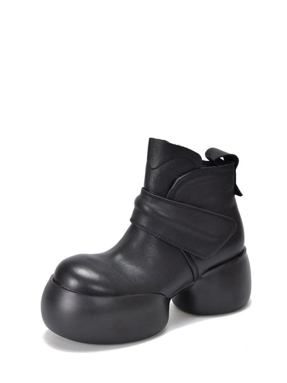 Bottines à plateforme en cuir véritable souple pour femmes WG008