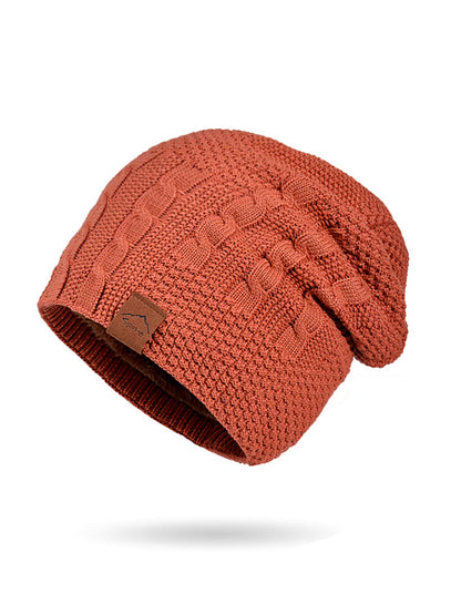 Bonnet d'hiver décontracté en tricot doublé polaire pour femme AH1066