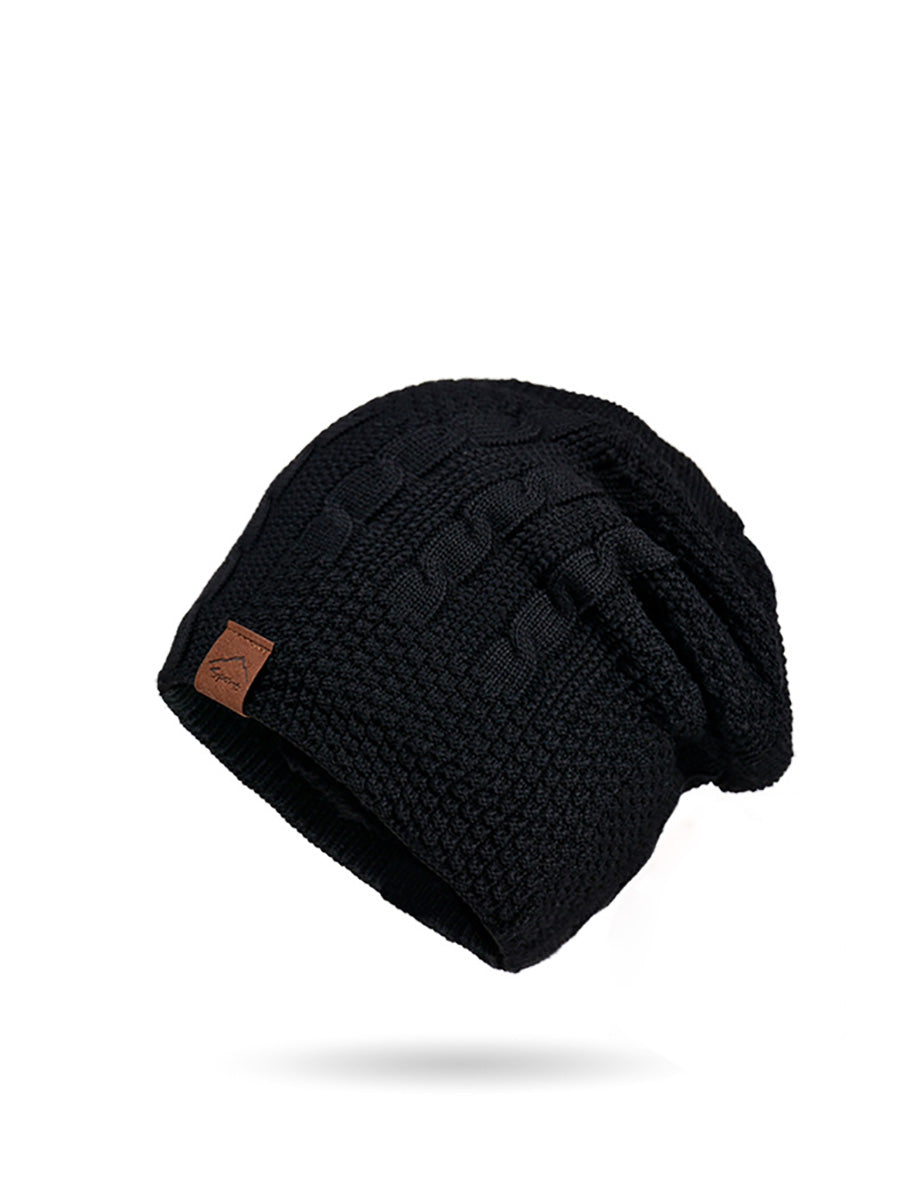 Women Winter Casual Fleece-lined Knit Solid Hat AH1066