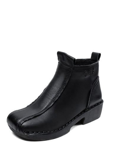 Bottes mi-talons en cuir véritable pour femme, automne AH1050