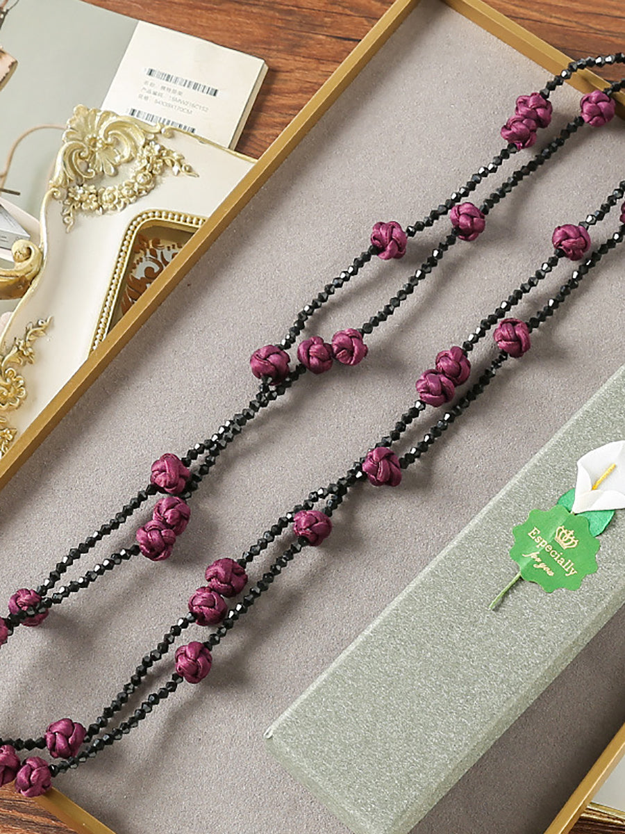 Collier pull tissé en perles à nœuds Ruyi pour femmes QN005 