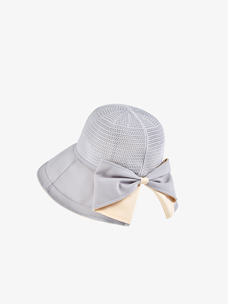 Women Summer Artsy Solid Spliced Bowknot Sunproof Hat CX001