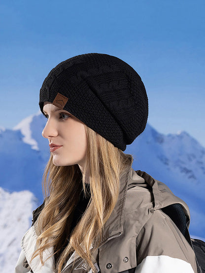 Women Winter Casual Fleece-lined Knit Solid Hat AH1066