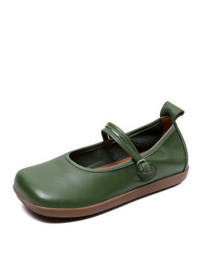 Damen Casual Solid Leder Square Toe Flache Schuhe AT1040