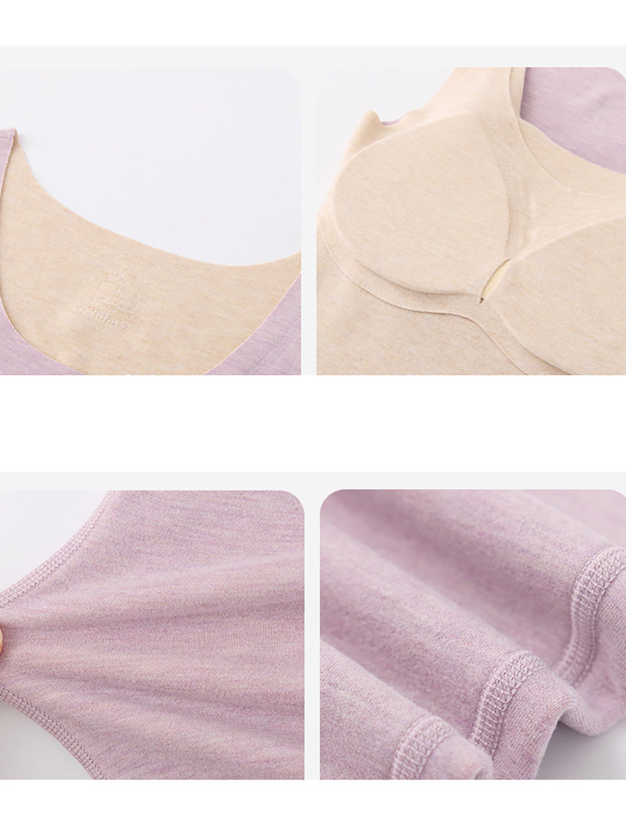 Women Seamless Cashmere Warm With Breast Pads Base QU021