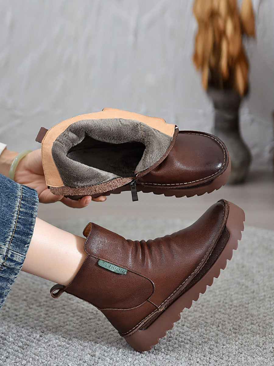 Bottines en cuir épissées vintage pour femmes, automne BA1013