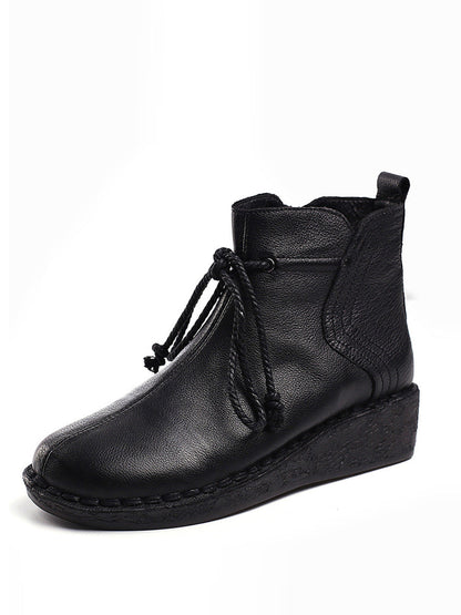 Damen Vintage Stiefel aus echtem Leder mit Riemen und Reißverschluss und niedrigem Absatz AX1016