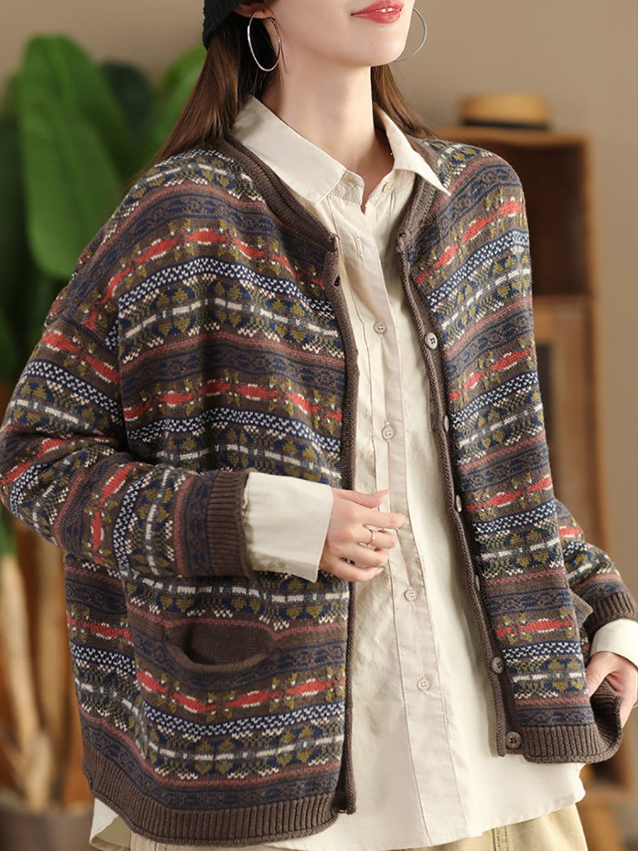 Women Autumn Cotton Knit Cardigan Sweater AT1022