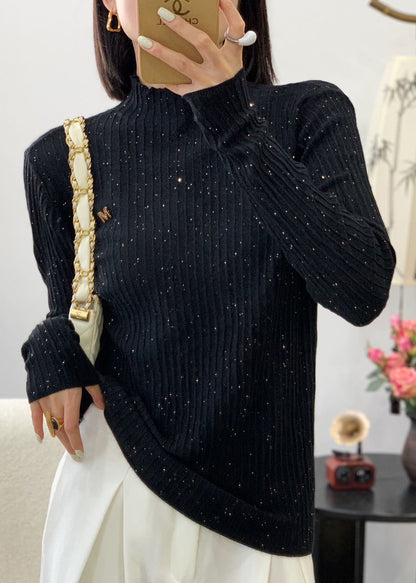 Stylish Red O Neck Sequins Wool Knit Sweater Fall QC026