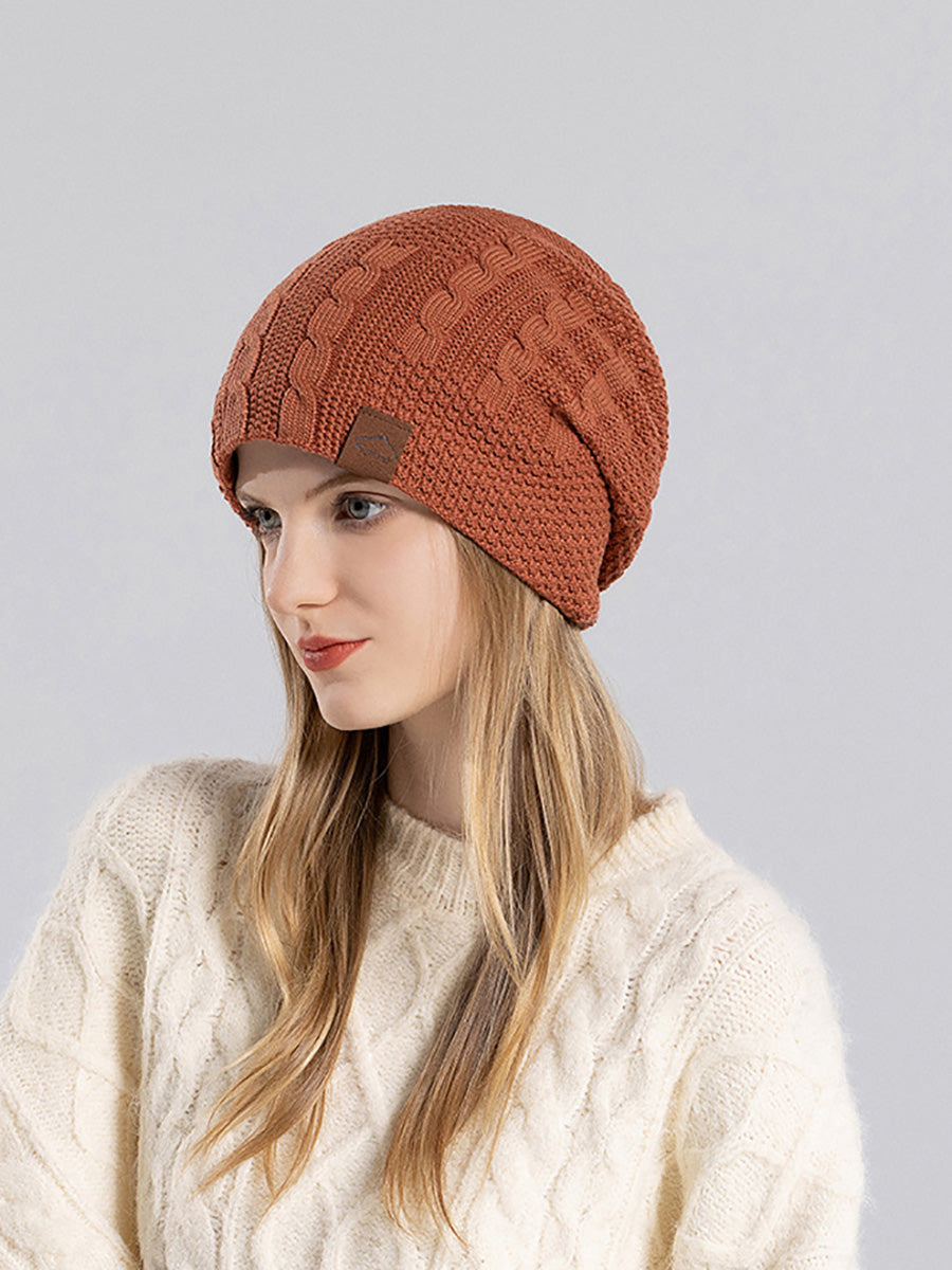 Bonnet d'hiver décontracté en tricot doublé polaire pour femme AH1066