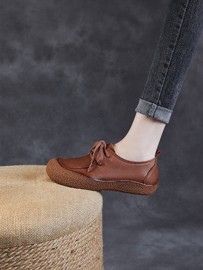 Women Casual Autumn Soft Leather Strap Flat Shoes AI1026