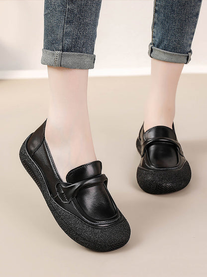 Women Casual Summer Soft Leather Solid Flat Shoes AT1056