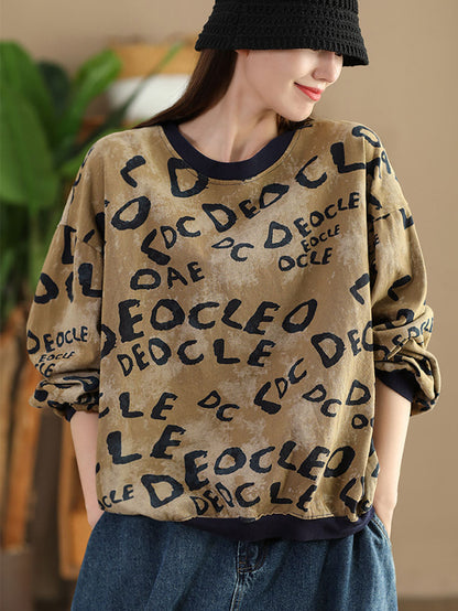 Damen Winter Sweatshirt mit Rundhalsausschnitt und Farbblockdesign AT1004 