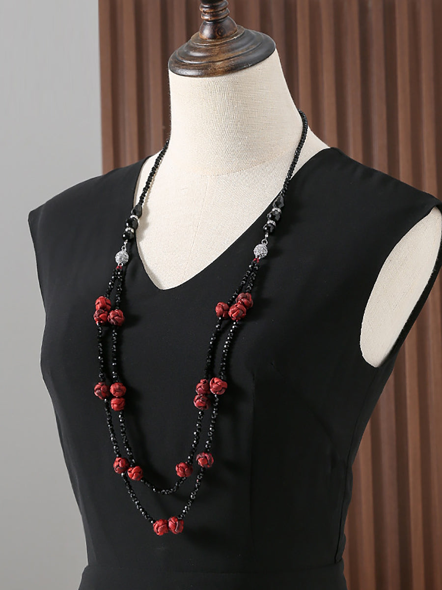 Women Ruyi Knot Beads Weave Sweater Necklace QN005